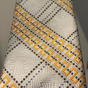 Givenchy White and Yellow Geometric Tie
